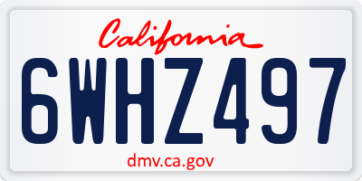 CA license plate 6WHZ497