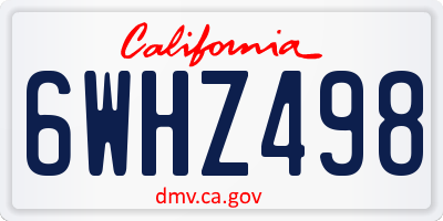 CA license plate 6WHZ498