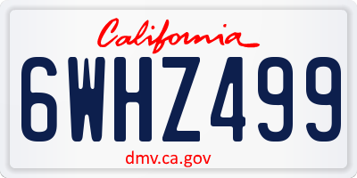 CA license plate 6WHZ499