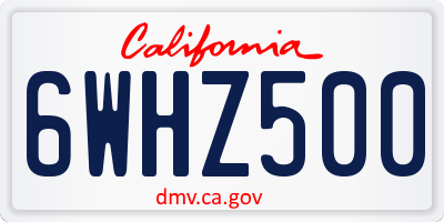CA license plate 6WHZ500