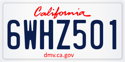 CA license plate 6WHZ501