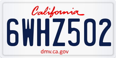 CA license plate 6WHZ502