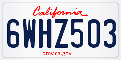 CA license plate 6WHZ503