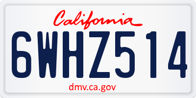 CA license plate 6WHZ514