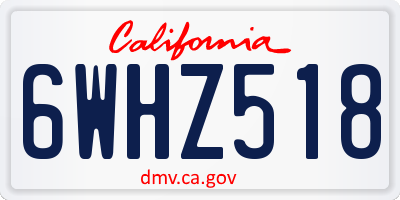 CA license plate 6WHZ518