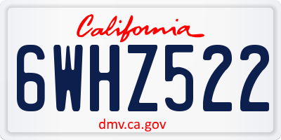 CA license plate 6WHZ522