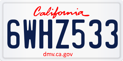 CA license plate 6WHZ533