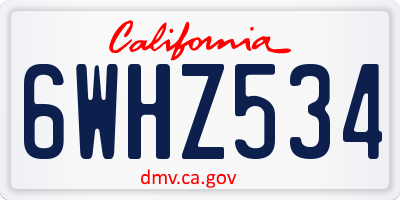 CA license plate 6WHZ534