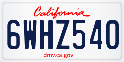 CA license plate 6WHZ540