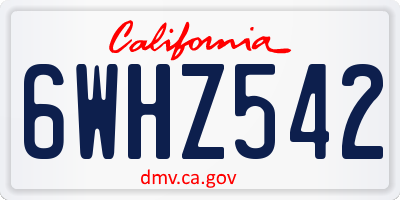 CA license plate 6WHZ542