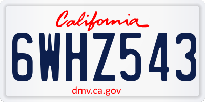 CA license plate 6WHZ543