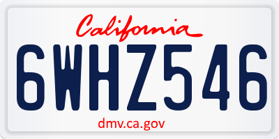 CA license plate 6WHZ546