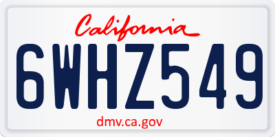 CA license plate 6WHZ549