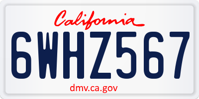 CA license plate 6WHZ567