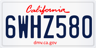 CA license plate 6WHZ580