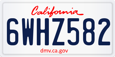 CA license plate 6WHZ582