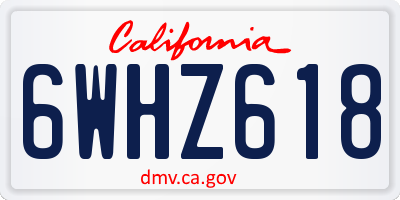 CA license plate 6WHZ618