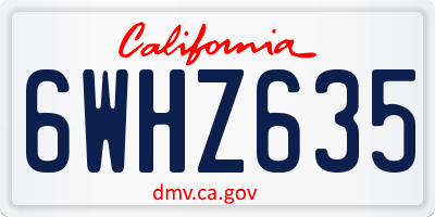 CA license plate 6WHZ635