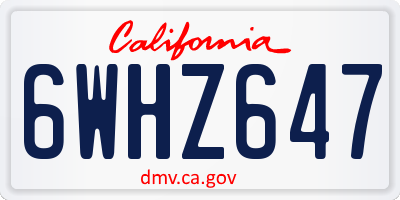 CA license plate 6WHZ647