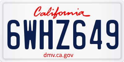 CA license plate 6WHZ649