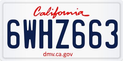 CA license plate 6WHZ663