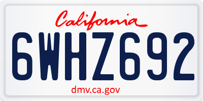 CA license plate 6WHZ692