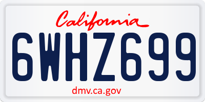 CA license plate 6WHZ699