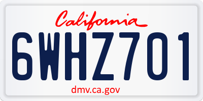 CA license plate 6WHZ701
