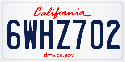 CA license plate 6WHZ702