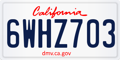 CA license plate 6WHZ703