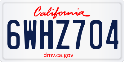 CA license plate 6WHZ704