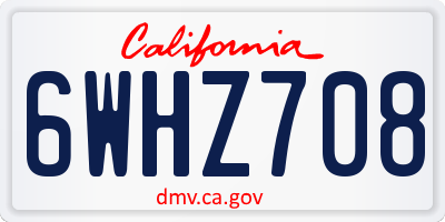 CA license plate 6WHZ708