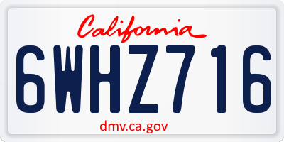 CA license plate 6WHZ716
