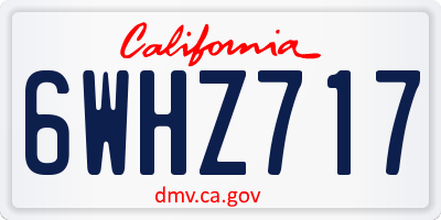 CA license plate 6WHZ717