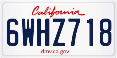 CA license plate 6WHZ718