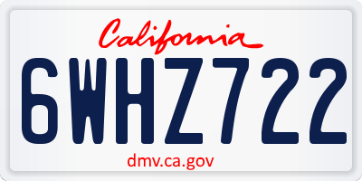 CA license plate 6WHZ722