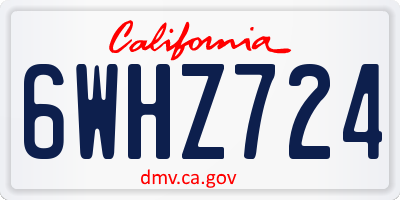 CA license plate 6WHZ724