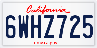 CA license plate 6WHZ725