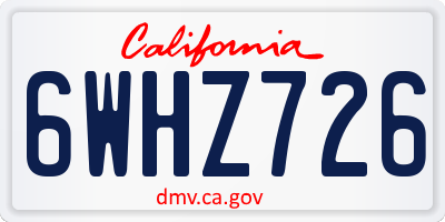 CA license plate 6WHZ726