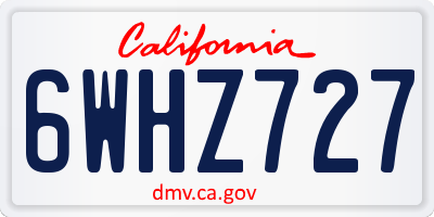 CA license plate 6WHZ727