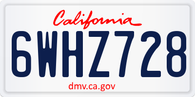 CA license plate 6WHZ728
