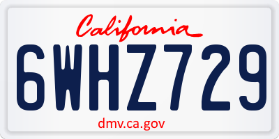 CA license plate 6WHZ729