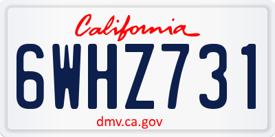 CA license plate 6WHZ731