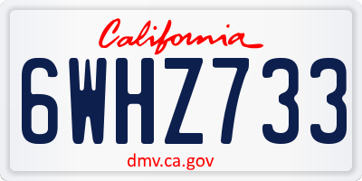 CA license plate 6WHZ733