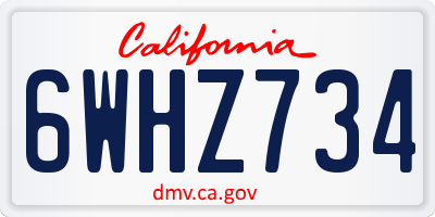 CA license plate 6WHZ734
