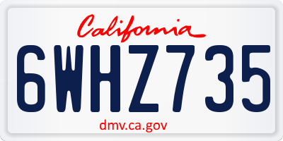CA license plate 6WHZ735