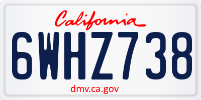 CA license plate 6WHZ738