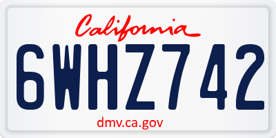 CA license plate 6WHZ742