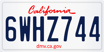 CA license plate 6WHZ744