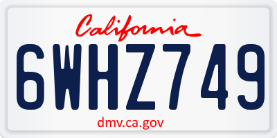 CA license plate 6WHZ749